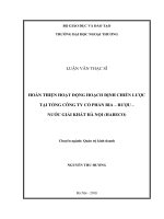 Hoàn thiện hoạt động hoạch định chiến lược tại Tổng công ty cổ phần Bia – Rượu – Nước giải khát Hà Nội (HABECO) (Luận văn thạc sĩ)