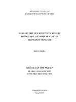 ĐÁNH GIÁ HIỆU QUẢ KINH TẾ CỦA NÔNG HỘ TRỒNG NẤM TẠI XÃ SÔNG TRẦU HUYỆN TRẢNG BOM  ĐỒNG NAI.