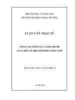 Nâng cao năng lực cạnh tranh của Công ty Bee Logistics Việt Nam (Luận văn thạc sĩ)