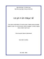 Ứng dụng thẻ điểm cân bằng (BSC) trong hoạch định chiến lược của Ngân hàng Nông nghiệp và Phát triển nông thôn Việt nam (Luận văn thạc sĩ)