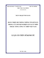 Hoàn thiện hệ thống thông tin kế toán trong các doanh nghiệp sản xuất thép thuộc tổng công ty thép việt nam 