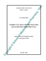 Nghiên cứu bào chế bột mật ong bằng phương pháp phun sấy 