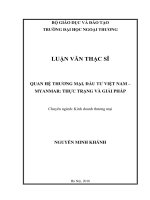 Quan hệ thương mại, đầu tư Việt NamMyanmar: Thực trạng và giải pháp (Luận văn thạc sĩ)