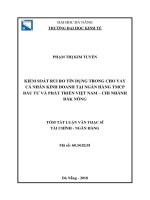 KIỂM SOÁT RỦI RO TÍN DỤNG TRONG CHO VAY CÁ NHÂN KINH DOANH TẠI NGÂN HÀNG TMCP ĐẦU TƢ VÀ PHÁT TRIỂN VIỆT NAM – CHI NHÁNH ĐĂK NÔNG (tt)