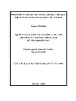 TÓM tắt quản lý nhà nước về văn hóa cấp cơ sở (nghiên cứu trường hợp hà nội từ năm 2008 đến nay)