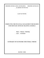 TÓM tắt TIẾNG ANH hoàn thiện cơ chế quản lý tài chính đối với các trường đào tạo sĩ quan quân đội
