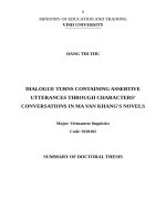 TTLA tieng anh  tham thoại chứa hành động nhận xét qua lời thoại nhân vật trong tiểu thuyết của ma văn kháng