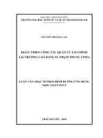 Hoàn thiện công tác quản lý tài chính tại trường Cao đẳng Sư phạm Trung ương (Luận văn thạc sĩ)