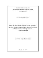 Đánh giá hiệu quả sử dụng đất nông nghiệp và đề xuất một số giải pháp phát triển nông nghiệp đô thị sinh thái ở huyện sóc sơn, thành phố hà nội 