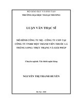 Mô hình công ty mẹ  công ty con tại công ty TNHH một thành viên thuốc lá Thăng Long: thực trạng và giải pháp (Luận văn thạc sĩ)