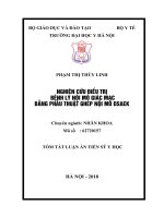 Nghiên cứu điều trị bệnh lý nội mô giác mạc bằng  phẫu thuật ghép nội mô DSAEK (TT)