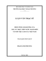 Phân tích ảnh hưởng của Đầu tư trực tiếp nƣớc ngoài đến vấn đề việc làm của Việt Nam (Luận văn thạc sĩ)
