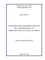 Tham thoại chứa hành động nhận xét qua lời thoại nhân vật trong tiểu thuyết của Ma Văn Kháng