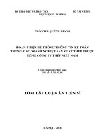 TÓM tắt hoàn thiện hệ thống thông tin kế toán trong các doanh nghiệp sản xuất thép thuộc tổng công ty thép việt nam