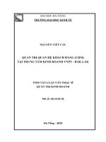 TÓM tắt quản trị quan hệ khách hàng(CMR) tại trung tâm kinh doanh VNPT   đắc lắc