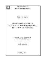 TÓM tắt đào tạo nguồn nhân lực tại ngân hàng TMCP đầu tƣ và phát triển việt nam   chi nhánh đắk lắk