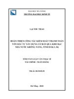 TÓM tắt hoàn thiện công tác kiểm soát thanh toán vốn đầu tư xây dựng cơ bản qua kho bạc nhà nước krông năng, tỉnh đăk lăk