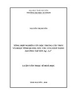 Tổng hợp, nghiên cứu đặc trưng cấu trúc và hoạt tính quang xúc tác của oxit nano zno có pha tạp với ion ag+, la3+ 