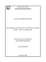 TÓM tắt phát triển nguồn nhân lực tại công ty cổ phần dược và vật tư y tế đắk lắk