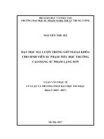 Dạy học Sli, Lượn trong giờ ngoại khóa cho sinh viên Sư phạm Tiểu học trường Cao đẳng Sư phạm Lạng Sơn (Luận văn thạc sĩ)