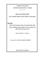 Phân tích những nhân tố ảnh hưởng đến tăng trưởng kinh tế bền vững tại khu vực Đông Bắc Bộ, Việt Nam (NCKH)