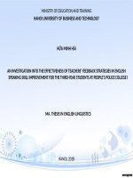 AN INVESTIGATION INTO THE EFFECTIVENESS OF TEACHERS’ FEEDBACK STRATEGIES IN ENGLISH SPEAKING SKILL IMPROVEMENT FOR THE THIRDYEAR STUDENTS AT PEOPLE’S POLICE COLLEGE I