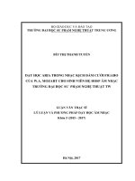 Dạy học Aria trong nhạc kịch Đám cưới Figaro của W. A. Mozart cho sinh viên hệ ĐHSP Âm nhạc trường ĐHSP Nghệ thuật TW (Luận văn thạc sĩ)