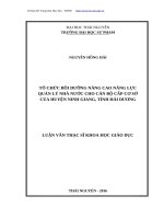 Tổ chức bồi dưỡng nâng cao năng lực quản lý nhà nước cho cán bộ cấp cơ sở của huyện ninh giang, tỉnh hải dương 