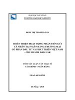 TOM TAT hoàn thiện hoạt động nhận tiền gửi cá nhân tại ngân hàng thương mại cổ phần đầu tư và phát triển việt nam – chi nhánh đắk lắk