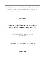 TÓM tắt LUẬN án  truyền thông thị giác từ góc nhìn thiết kế đồ hoạ việt nam hiện đại