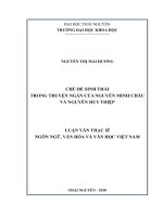 Chủ đề sinh thái trong truyện ngắn của Nguyễn Minh Châu và Nguyễn Huy Thiệp (Luận văn thạc sĩ)