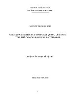 Chế tạo và nghiên cứu tính chất quang của nano tinh thể CdSe CdS dạng cầu và Tetrapod (Luận văn thạc sĩ)
