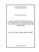Quản lý đánh giá thành tích học tập theo định hướng vì sự tiến bộ của học sinh ở các trường tiểu học, thành phố Việt Trì, tỉnh Phú Thọ (Luận văn thạc sĩ)