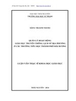 Quản lý hoạt động giáo dục truyền thống lịch sử địa phương ở các trường tiểu học thành phố hải dương 
