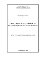 Quản lý hoạt động liên kết đào tạo tại trường Cao đẳng nghề dân tộc nội trú Bắc Kạn (Luận văn thạc sĩ)