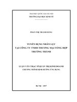 Tuyển dụng nhân lực tại công ty TNHH thương mại tổng hợp trường thành 