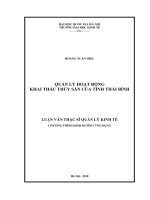 Quản lý hoạt động khai thác thủy sản của tỉnh thái bình 