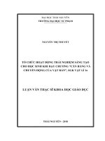 Tổ chức hoạt động trải nghiệm sáng tạo cho học sinh khi dạy chương cân bằng và chuyển động của vật rắn, sách giáo khoa vật lí 10 