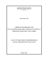 Chính sách marketing mix của sản phẩm tràng phục linh plus tại công ty TNHH TPCN LOHHA 