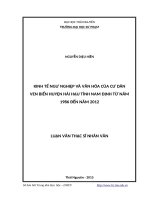 Kinh tế ngư nghiệp và văn hóa của cư dân ven biển huyện hải hậu tỉnh nam định từ năm 1986 đến năm 2012 