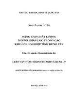 Luận văn thạc sỹ - Nâng cao chất lượng nguồn nhân lực trong các KCN tỉnh Hưng Yên