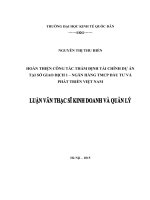 Hoàn thiện công tác thẩm định tài chính dự án tại Sở giao dịch 1 - ngân hàng TMCP Đầu Tư và Phát Triển Việt Nam