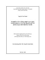 NGHIÊN CỨU TỔNG HỢP VẬT LIỆU NANO SILICA VÀ ỨNG DỤNG XỬ LÝ  KIM LOẠI CHÌ TRONG NƯỚC