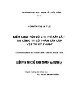 Luận văn thạc sỹ - Kiểm soát nội bộ chi phí xây lắp tại Công ty Cổ phần Xây lắp vật tư kỹ thuật