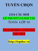Tuyển chọn 1234 câu hỏi lý thuyết và bài tập môn toán lớp 10