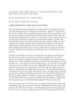 CHUYÊN ĐỀ: PHÁT TRIỂN NĂNG LỰC VẬN DỤNG KIẾN THỨC SINH HỌC 9 VÀO THỰC TIỄN CUỘC SỐNG