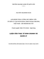 Luận văn thạc sỹ - Giải pháp tăng cường huy động vốn từ dân cư tại Ngân hàng thương mại cổ phần Ngoại thương Việt Nam – chi nhánh Hà Tây