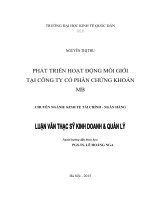 Luận văn thạc sỹ - Phát triển hoạt động môi giới tại công ty cổ phần chứng khoán MB