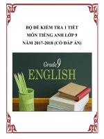Bộ đề kiểm tra 1 tiết môn tiếng anh lớp 9 năm 2017 2018 có đáp án 