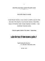 Luận văn thạc sỹ - Giải pháp nâng cao chất lượng quản trị rủi ro tín dụng tại ngân hàng cổ phần Việt Nam thịnh vượng chi nhánh Thanh Hóa